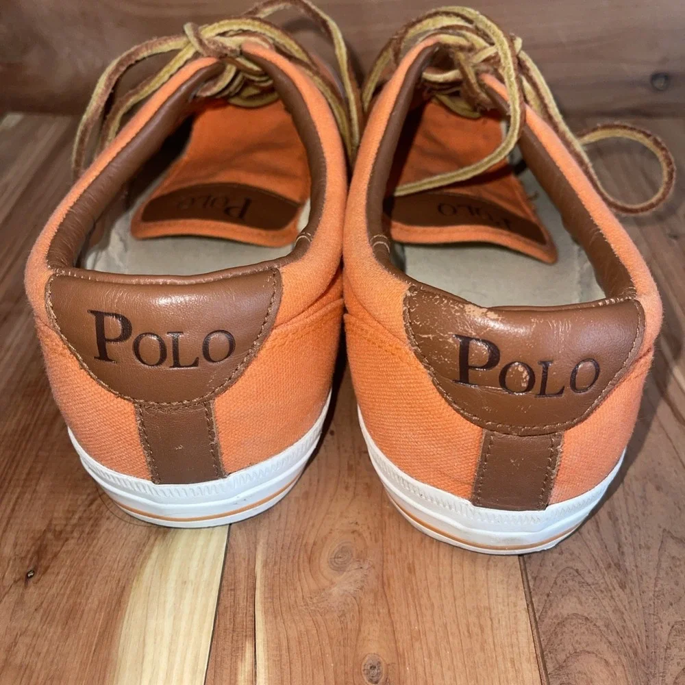 Polo Ralph Lauren Vaughn-SK-VLC Orange Canvas Lace-Up Sneakers Men's 10.5 D